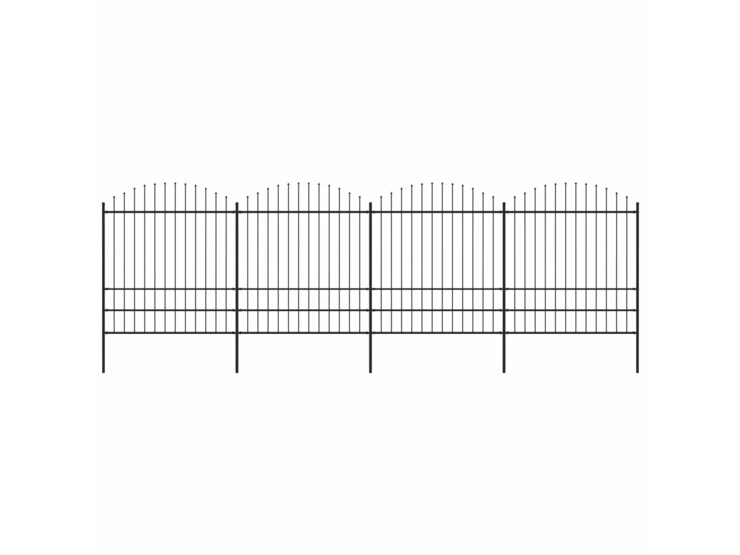 Zahradní plot s hroty ocel (1,75–2) x 6,8 m černý