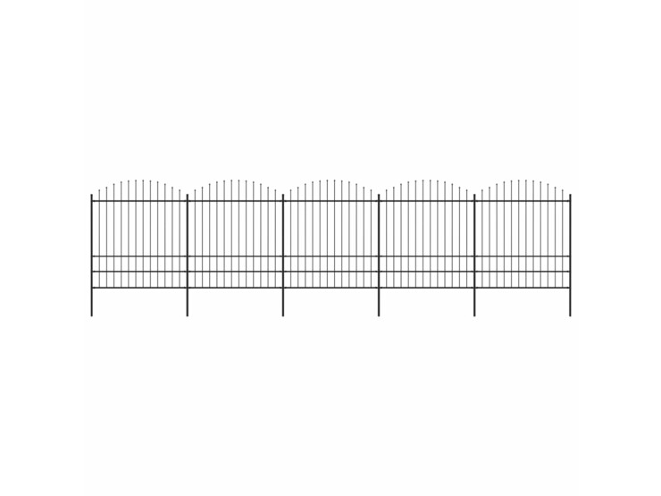 Zahradní plot s hroty ocel (1,75–2) x 8,5 m černý