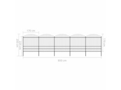 Zahradní plot s hroty ocel (1,75–2) x 8,5 m černý