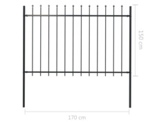 Zahradní plot s hroty ocelový 1,7 x 1,5 m černý