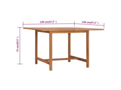 Zahradní stůl 120 x 120 x 75 cm masivní teakové dřevo