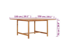 Zahradní stůl 150 x 150 x 76 cm masivní teakové dřevo