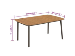 Zahradní stůl 150 x 90 x 72 cm masivní akácie dřevo a ocel