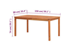 Zahradní stůl 150 x 90 x 74 cm masivní akáciové dřevo
