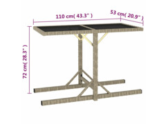 Zahradní stůl béžový 110 x 53 x 72 cm sklo a polyratan
