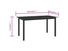 Zahradní stůl černý 150 x 90 x 74 cm hliník a sklo