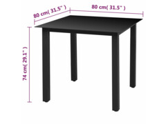 Zahradní stůl černý 80 x 80 x 74 cm hliník a sklo