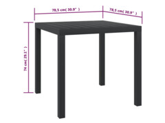 Zahradní stůl černý 80 x 80 x 74 cm hliník a WPC