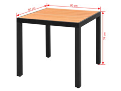Zahradní stůl hnědý 80 x 80 x 74 cm hliník a WPC