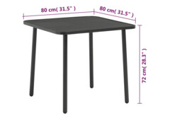 Zahradní stůl tmavě šedý 80 x 80 x 72 cm ocel