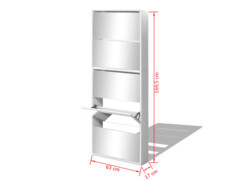  Botník pětipatrový, zrcadlový, bílý 63x17x169,5 cm