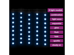  Světelný závěs hvězdičky 200 LED modré světlo 8 funkcí