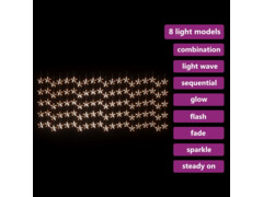  Světelný závěs hvězdičky 500 LED teplé bílé světlo 8 funkcí