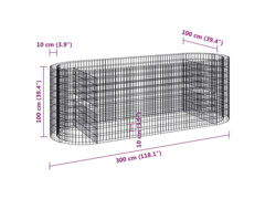  Gabionový vyvýšený záhon pozinkované železo 300 x 100 x 100 cm