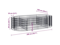  Gabionový vyvýšený záhon pozinkované železo 200 x 100 x 50 cm