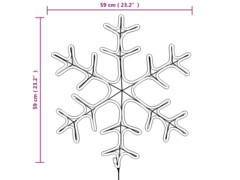  Vánoční sněhové vločky 2 ks s teplými bílými LED 59 x 59 cm