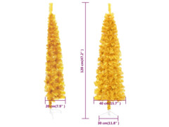  Úzký umělý poloviční vánoční stromek se stojanem zlatý 120 cm