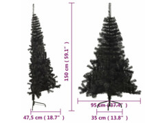  Umělý poloviční vánoční stromek se stojanem černý 150 cm PVC