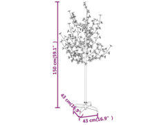  Rozkvetlá třešeň se 120 teplými bílými LED 150 cm