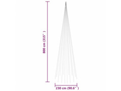  Vánoční stromek na stožár 1 134 teple bílých LED diod 800 cm