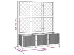  Zahradní truhlík s treláží hnědý 120 x 40 x 136 cm PP