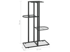 4patrový stojan na květiny 43 x 22 x 76 cm černý kov