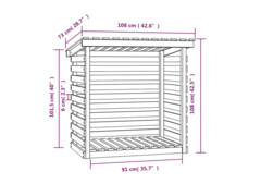  Stojan na dřevo 108 x 73 x 108 cm masivní borovice