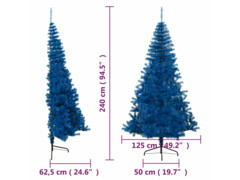  Umělý poloviční vánoční stromek se stojanem modrý 240 cm PVC