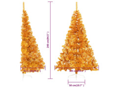  Umělý poloviční vánoční stromek se stojanem zlatý 240 cm PVC