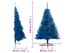  Umělý poloviční vánoční stromek se stojanem modrý 120 cm PVC