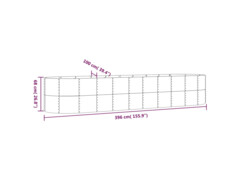  Zahradní truhlík práškově lakovaná ocel 396 x 100 x 68 cm šedý