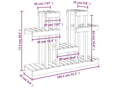  Stojan na rostliny 104,5 x 25 x 77,5 cm masivní borové dřevo