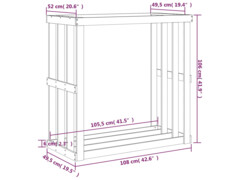  Venkovní stojan na dřevo 108 x 52 x 106 cm masivní borovice