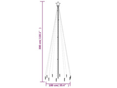  Vánoční strom s hrotem 310 modrých LED diod 300 cm