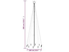  Vánoční strom s hrotem 310 barevných LED diod 300 cm