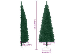  Úzký umělý poloviční vánoční stromek se stojanem zelený 120 cm
