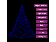  Nástěnný stromek s kovovým hákem 260 LED diod modrá 3 m