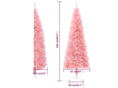  Úzký umělý poloviční vánoční stromek se stojanem růžový 240 cm
