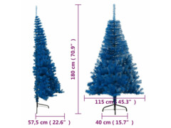  Umělý poloviční vánoční stromek se stojanem modrý 180 cm PVC