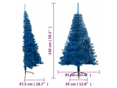  Umělý poloviční vánoční stromek se stojanem modrý 150 cm PVC