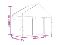  Altán se střechou bílý 4,08 x 2,23 x 3,22 m polyethylen