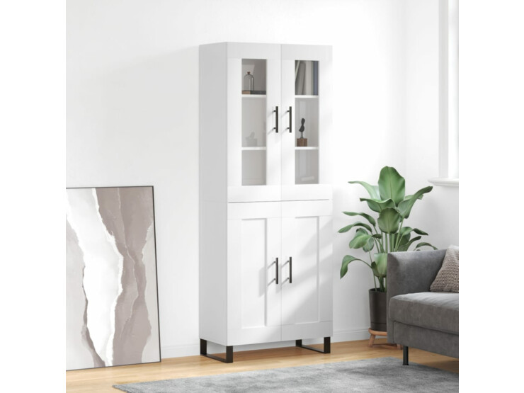  Skříň highboard lesklá bílá 69,5 x 34 x 180 cm kompozitní dřevo