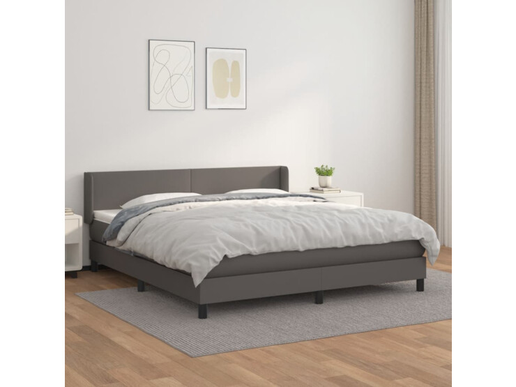  Box spring postel s matrací šedá 180x200 cm umělá kůže