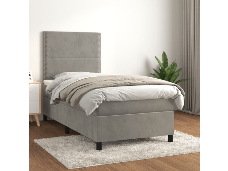  Box spring postel s matrací světle šedá 90x190 cm samet