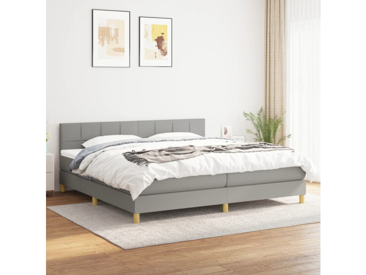  Box spring postel s matrací světle šedá 200 x 200 cm textil