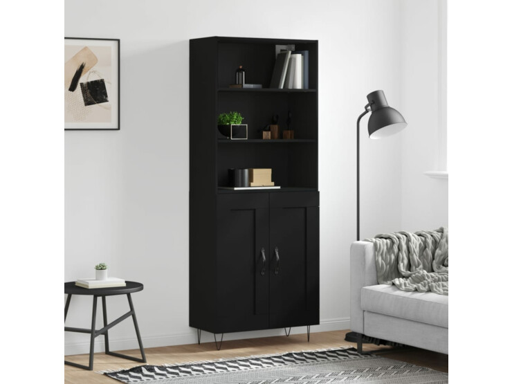  Skříň highboard černá 69,5 x 34 x 180 cm kompozitní dřevo