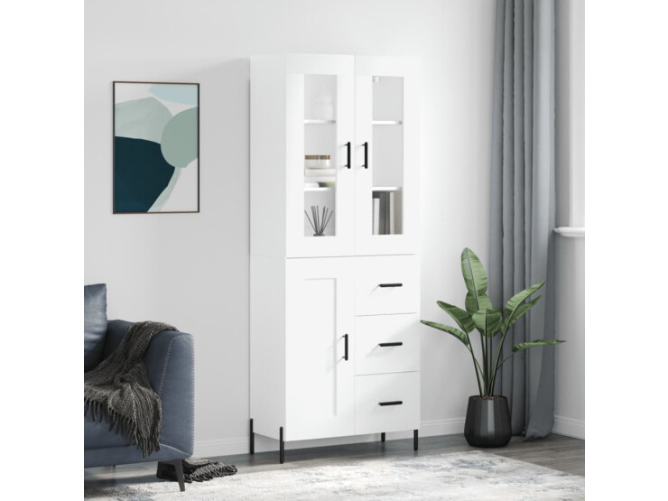  Skříň highboard bílá 69,5 x 34 x 180 cm kompozitní dřevo