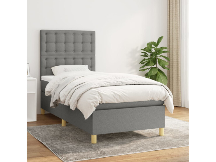  Box spring postel s matrací tmavě šedá 80 x 200 cm textil