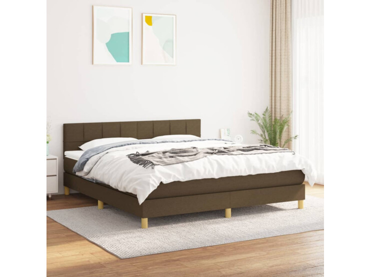  Box spring postel s matrací tmavě hnědá 180x200 cm textil