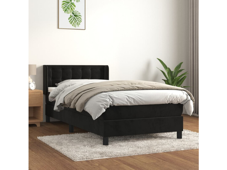  Box spring postel s matrací černá 90x190 cm samet